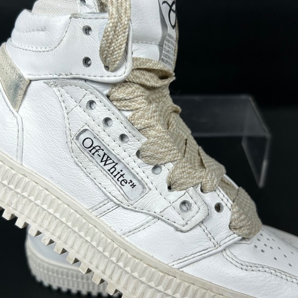 Off White Shoes - Off White Size 35 3.0 Off Court Leather Sneakers High Top Beige Designer Shoes
